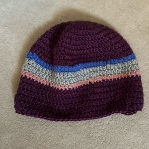 Beanie Boutique crocheted hat dark maroon tone unisex